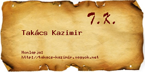 Takács Kazimir névjegykártya